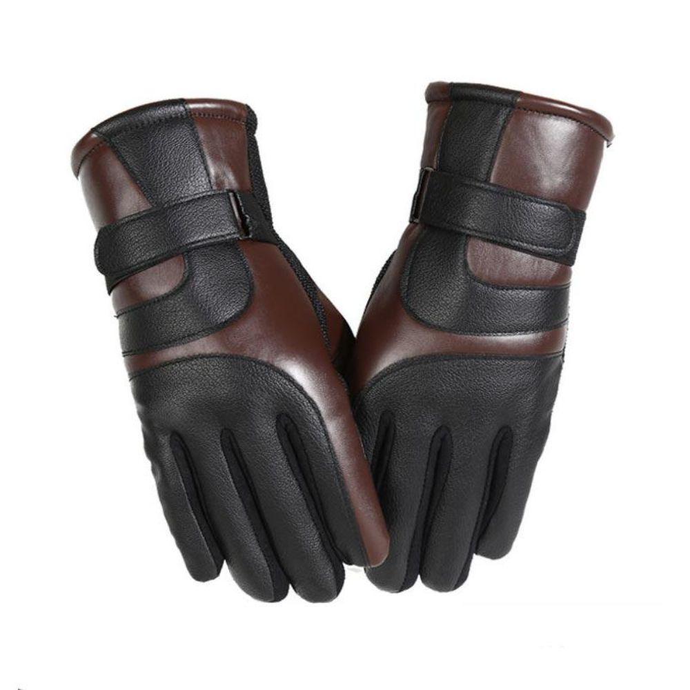 Genuine Leather Gloves Brown & Black