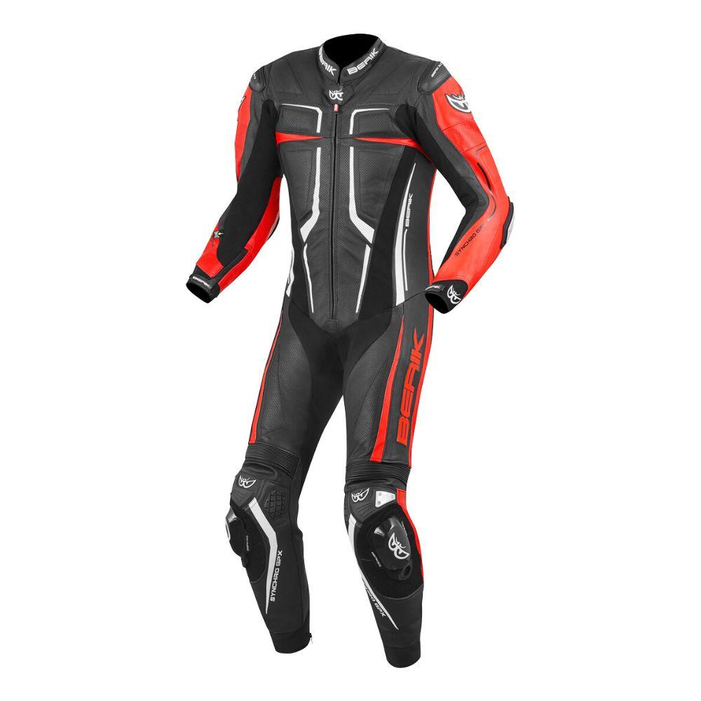 Leather Motorcycle Racing Suit Black & Red