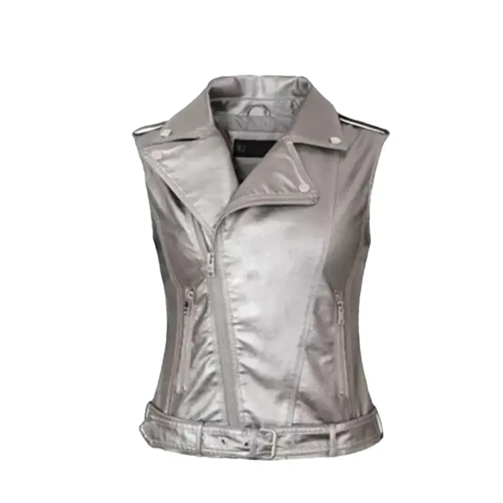 Leather Vest Silver