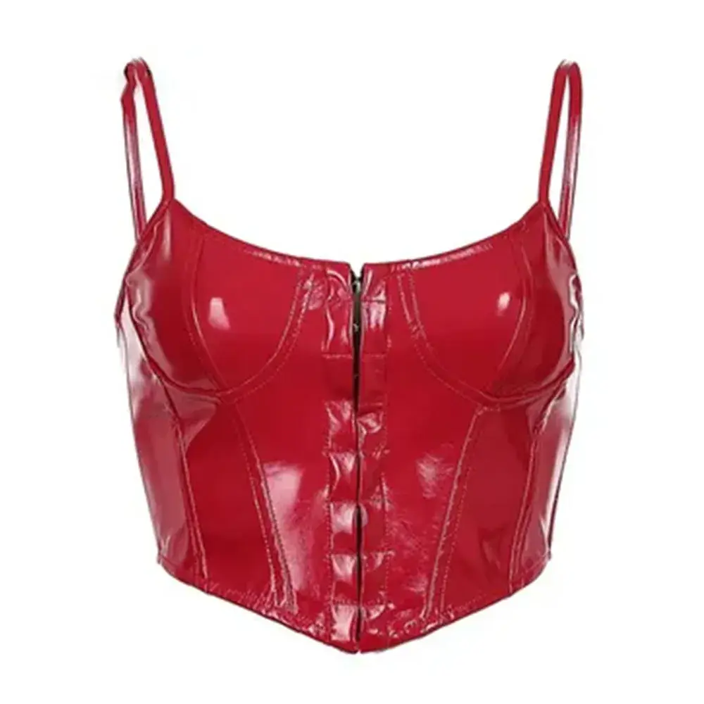 Leather Top Dark Red