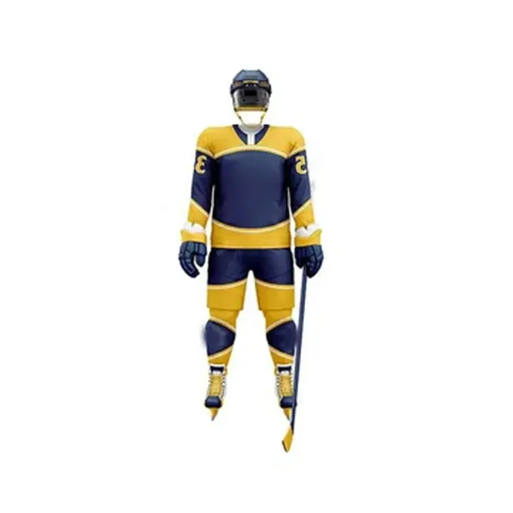 Custom Ice Hockey Uniform Yellow Blue