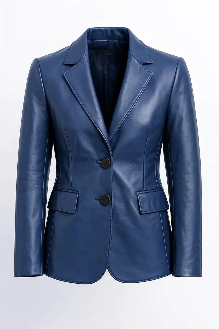 Leather Blazers Navy Blue