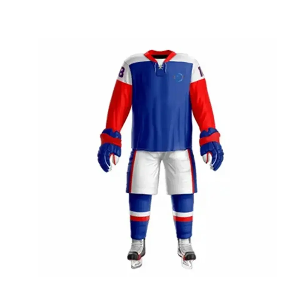 Custom Ice Hockey Uniform Blue White Red