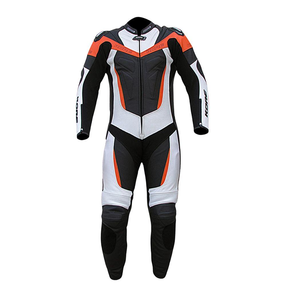 Leather Motorcycle Racing Suit Black,White & Red